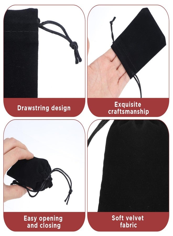 Pafeooui 100pcs Black Velvet Drawstring Jewelry Pouches, 4” x 4.8” Small Gift Bags for Wedding Favors, Jewelry Storage, Party Treats & Travel Organizer - Image 3